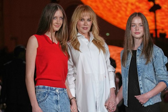 Kidman, pictured here with her daughters, Sunday Rose (left) and Faith Margaret, in Paris in October, has custody of them for 306 days of the year.