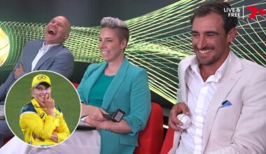 Mitchell Starc’s five-word reaction to wife Alyssa Healy’s first ball in international cricket