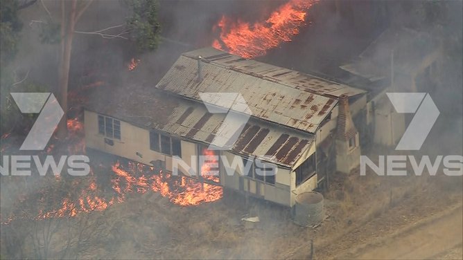 A property has been engulfed in flames. 