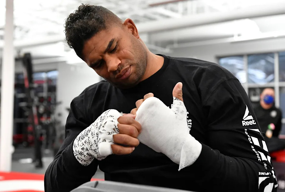 LAS VEGAS, NEVADA - FEBRUARY 06: Alistair Overeem of the Netherlands has his hands wrapped prior to his fight during the UFC Fight Night event at UFC APEX on February 06, 2021 in Las Vegas, Nevada. (Photo by Mike Roach/Zuffa LLC)