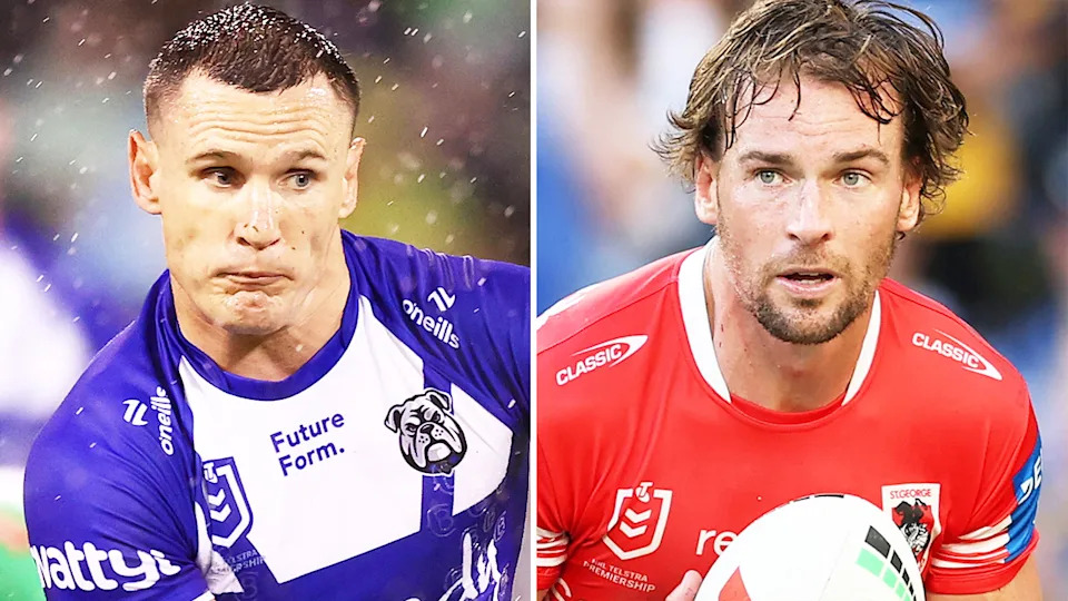 NRL fans are once again stunned at the Dally M votes being handed out after Clint Gutherson (pictured right) received a point, while Connor Tracey (pictured left) missed out on three points from one judge. (Images: Getty Images)