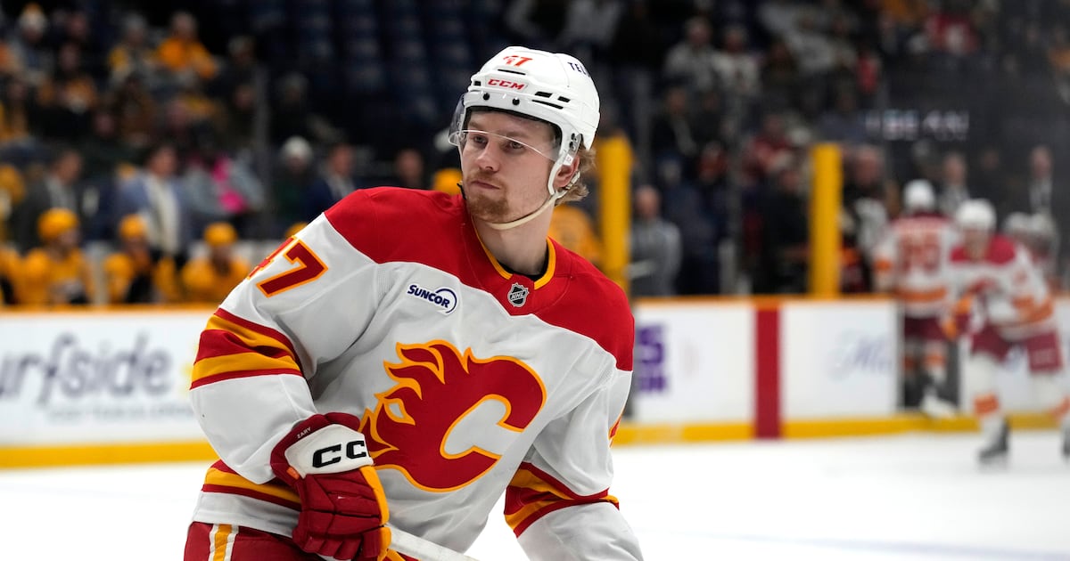 Calgary Flames’ Connor Zary leaves game after hit from A.J. Greer