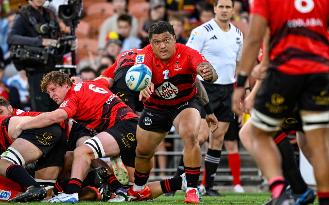 Tamaiti Williams of the Crusaders.
Chiefs v Crusaders, Round 2 Super Rugby Pacific rugby union match at FMG Stadium, Hamilton, New Zealand on Friday 21 February 2025. © Photo: Andrew Cornaga / Photosport