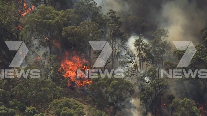 The bushfire in Beechina from above.