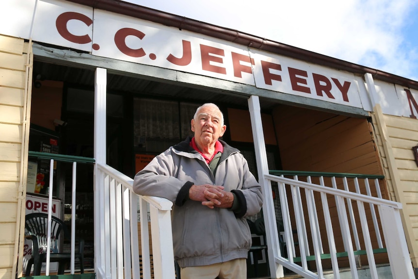 Val Jeffery outside his Tharwa store