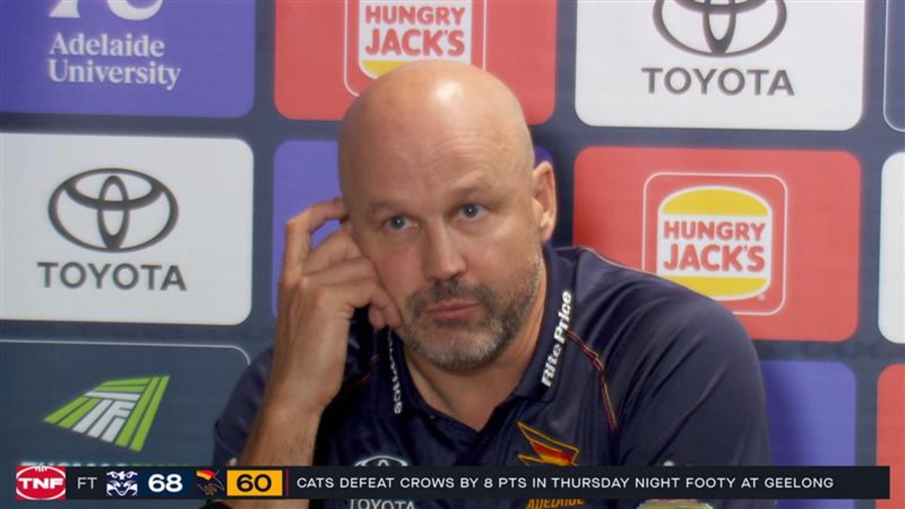 Matthew Nicks press conference; Adelaide Crows vs Geelong Cats, result, score, Crow coach slams poor start, video