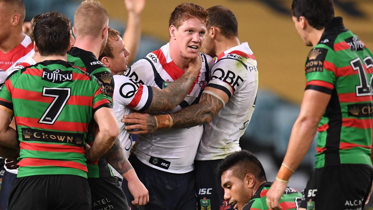 Sydney Roosters v South Sydney Rabbitohs, Dylan Napa demolition of Sam Burgess in epic front-row performance, video highlights