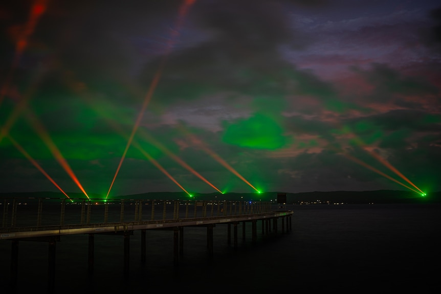 lights over a jetty 