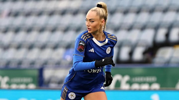 Alisha Lehmann in action for Leicester City training.