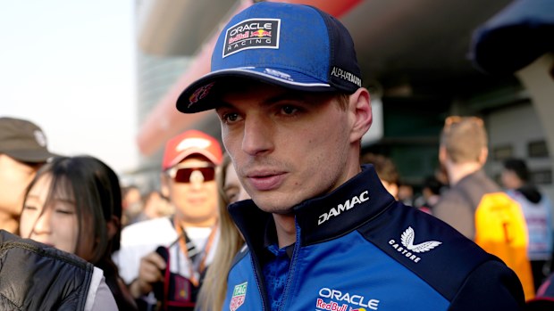 Eighth placed qualifier Max Verstappen of the Netherlands and Oracle Red Bull Racing looks on in parc ferme during Sprint qualifying ahead of the F1 Grand Prix of China at Shanghai International Circuit on March 13, 2026 in Shanghai, China. (Photo by Alex Bierens de Haan/Getty Images)