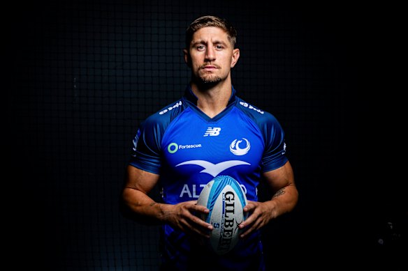 Zac Lomax poses after signing with Western Force and the Australian Rugby at Rugby HQ.
