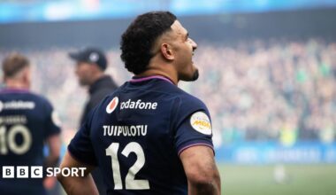 Sione Tuipulotu looks dejected after Scotland's Six Nations defeat by Ireland