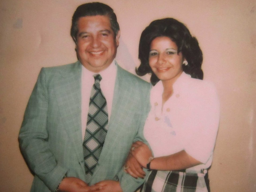 An historic picture of Adriana Rivas with General Manuel Contreras