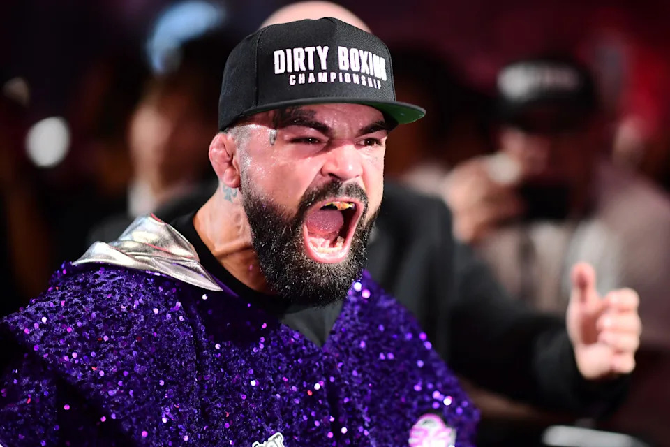 TAMPA, FLORIDA - JULY 20: Mike Perry reacts prior to their cruiserweight fight against Jake Paul at Amalie Arena on July 20, 2024 in Tampa, Florida. (Photo by Julio Aguilar/Getty Images)