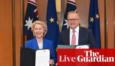 Australia politics live: PM says new trade deal with EU means cheaper wine, biscuits and pasta; war sends consumer confidence to record low | Australia news