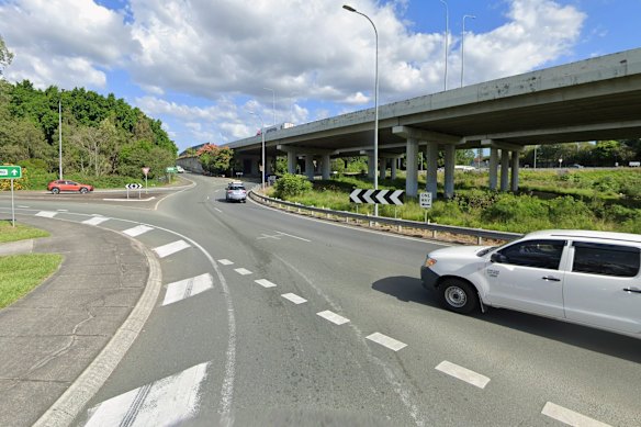 The Toyota ute hit a pylon under the Pacific Motorway at Eagleby.