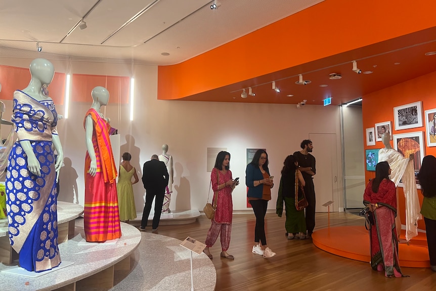 Attendees at the Offbeat Sari exhibition in Melbourne