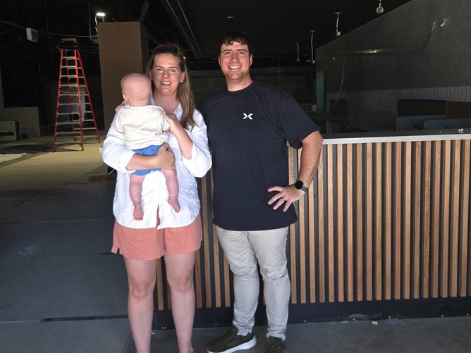 The Petrie family on site at X-Golf Morley.