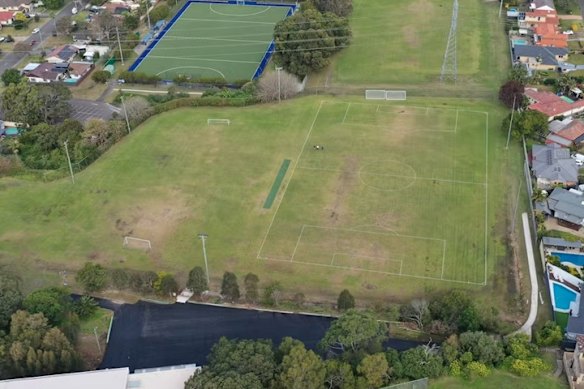 An aerial photo of the suburban sporting ground.