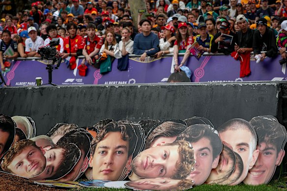 Cardboard cutouts at Albert Park before the actual drivers hit the track.