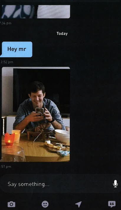 ex liberal mp rory amon on a phone talking to someone else, the image was presented in oucrt during sex assualt case