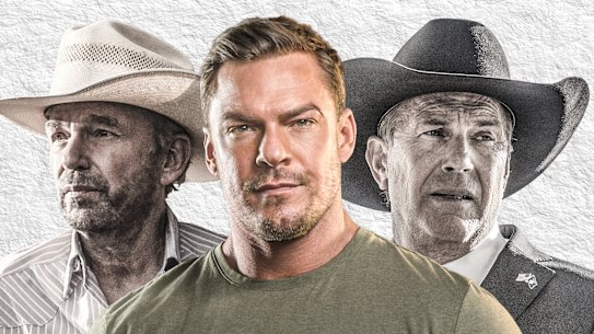 You’ve got male: Billy Bob Thornton in Landman; Alan Ritchson in Reacher; and Kevin Costner in Yellowstone.