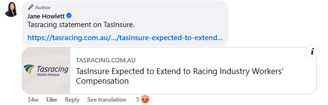 Screenshot of a Facebook post.