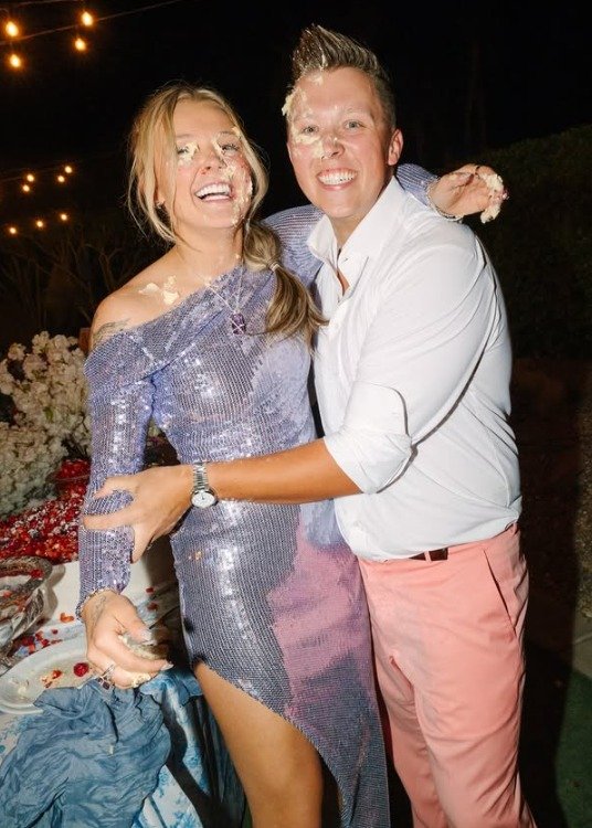 Siwa was also pictured with cake smeared over her face and gown later in the night.

