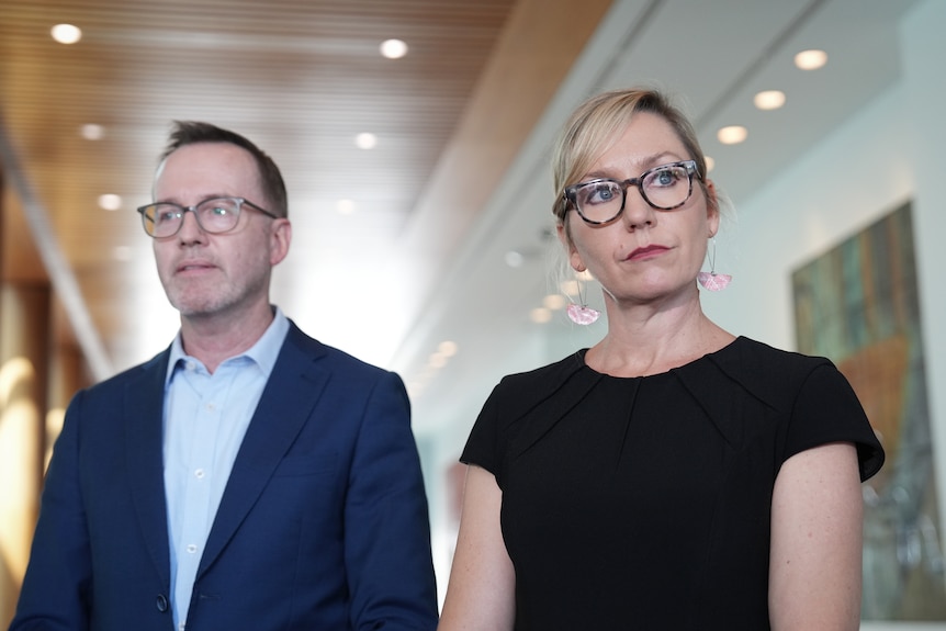 David Shoebridge and Larissa Waters in parliament house. 