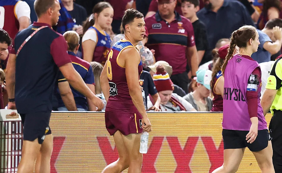 Hugh McCluggage, pictured here limping off with a calf injury.