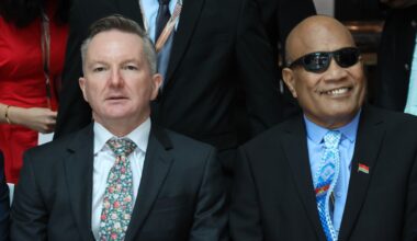 Mr Bowen was joined at the event by a series of representatives from Pacific Island nations. Picture: Facebook/@Pacific Islands Forum