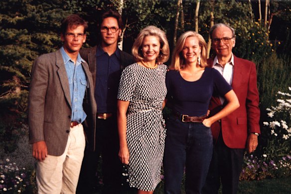 Rupert and Anna Murdoch with their children, (from left) Lachlan, James and Elisabeth, in 1992. 