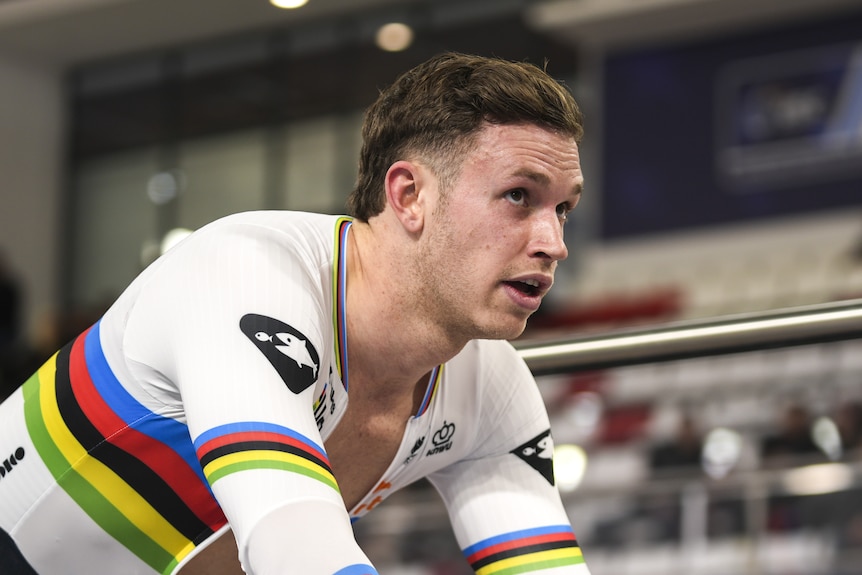 Harrie Lavreysen in his rainbow jersey