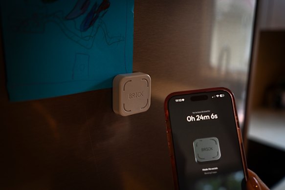 The Brick is a small magnetic puck — a little bit bigger than your thumb — that uses NFC technology to disable whatever apps you choose.