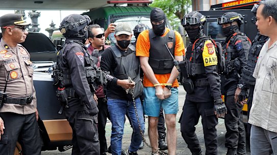 Sydney plumber Darcy Jenson arrives at the prosecutor’s office in Bali on Wednesday