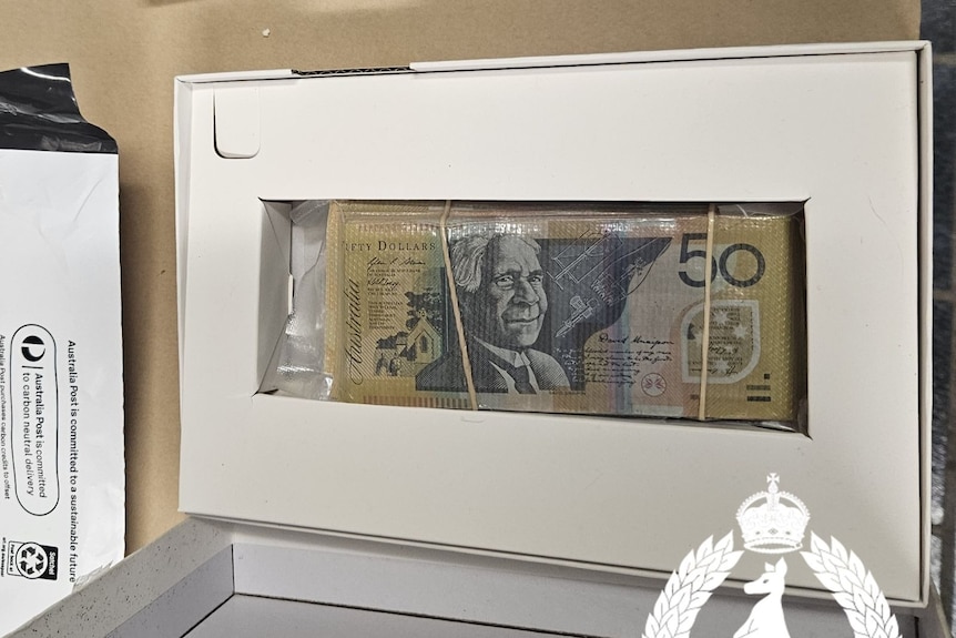 Cash seized by police.