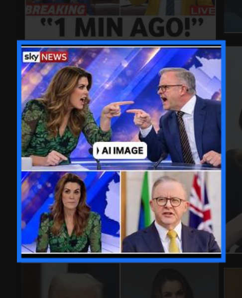 Peta Credlin and Anthony Albanese shout at eachother on a news set.