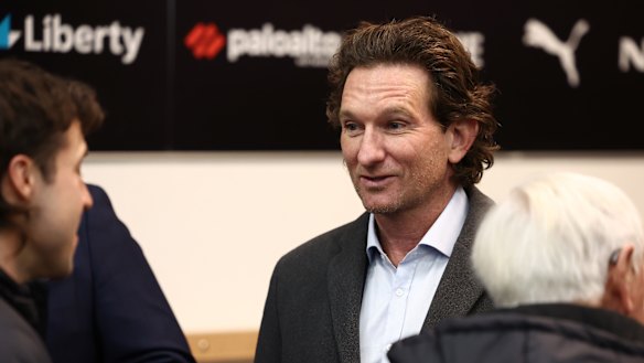 Essendon great and former coach James Hird in the rooms pre-game in July last season.