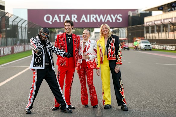 Baker Boy, James Parr, Aurie Indianna and Tayla Harris enjoy the party.
