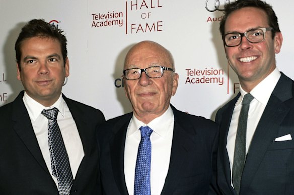 Happier times: Lachlan, Rupert and James Murdoch are central to this Netflix documentary.