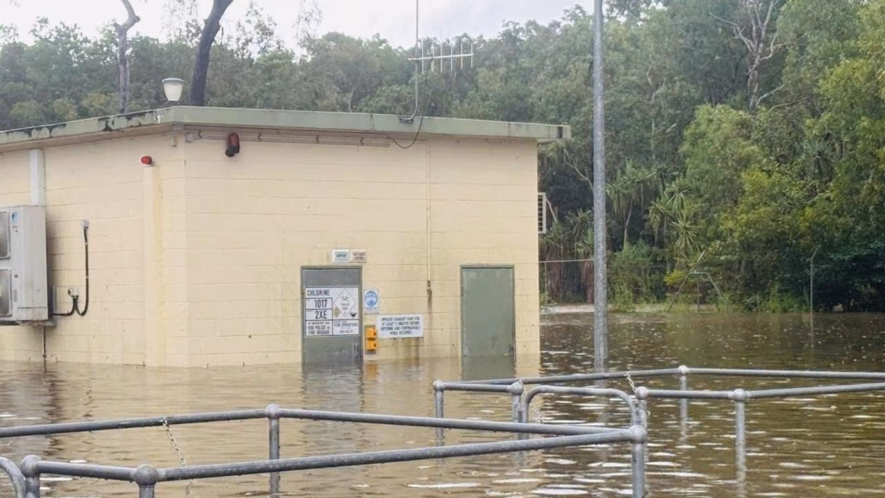 The flooded Darwin River Dam pump station