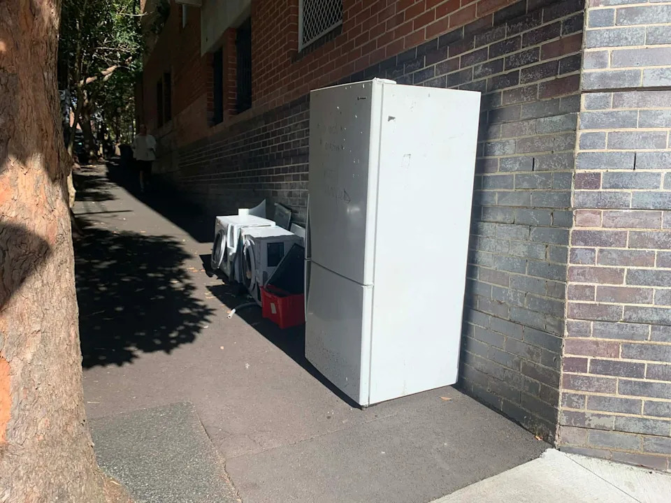 A fridge left out for council clean up in Sydney's Surry Hills. Source: Yahoo News Australia