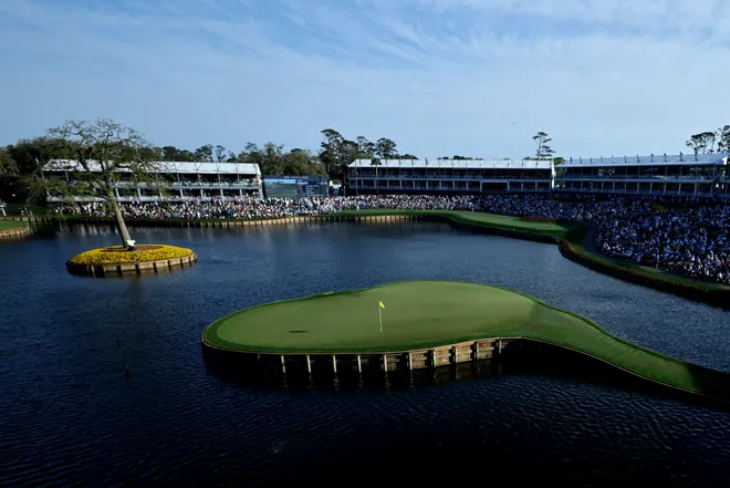 The 17th green at TPC Sawgrass is what you might call major symbolism.