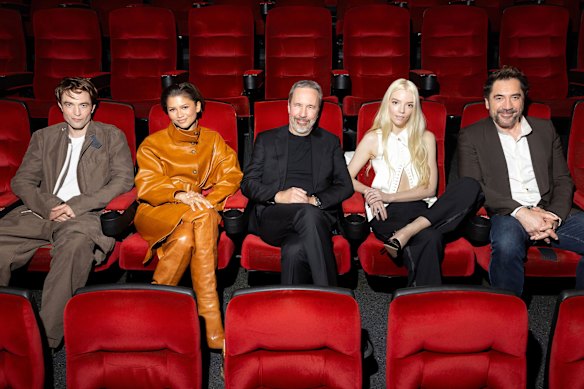 Robert Pattinson, Zendaya, Denis Villeneuve, Anya Taylor-Joy and Javier Bardem at the Dune: Part Three trailer screening.