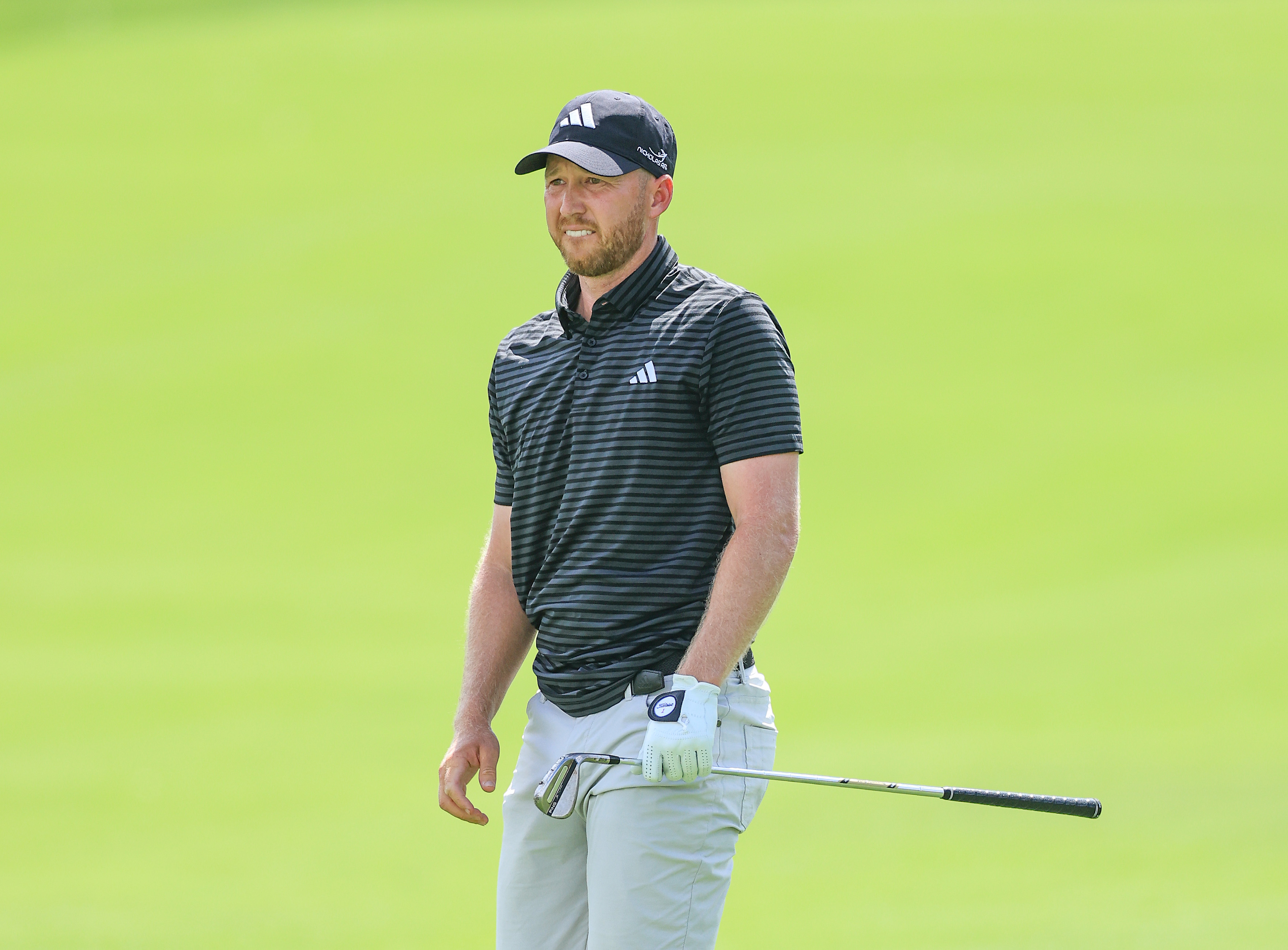 Daniel Berger reacts to a wedge shot
