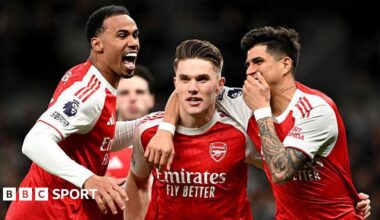 Arsenal's Gabriel, Viktor Gyokeres and Piero Hincapie