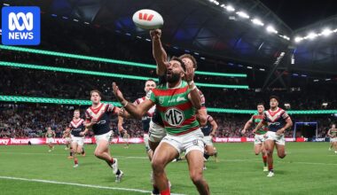 NRL live: Rabbitohs' Alex Johnston goes for tries record against Roosters, Warriors face Canberra Raiders