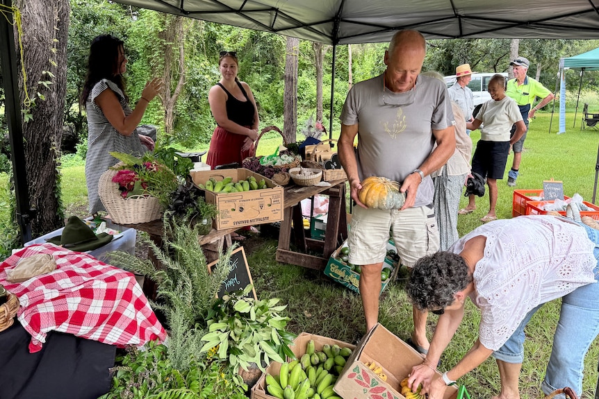 Market customers and stallholders.