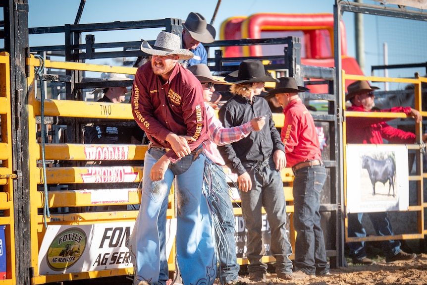 Cowboy broken arm walks away