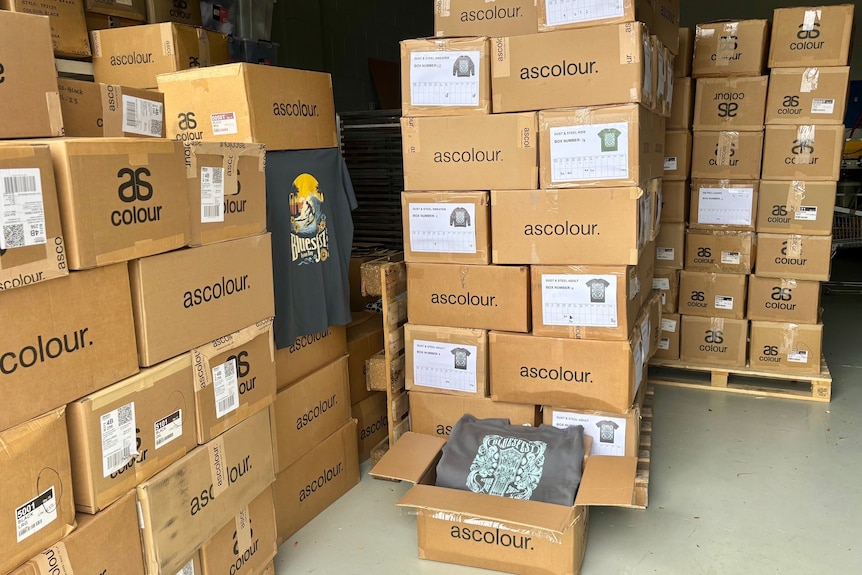 boxes stacked high in a warehouse